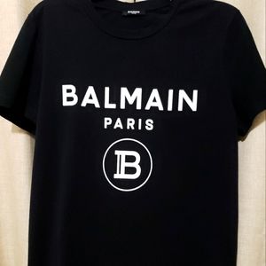 Balmain Paris logo front. Black and White logo front T-Shirt